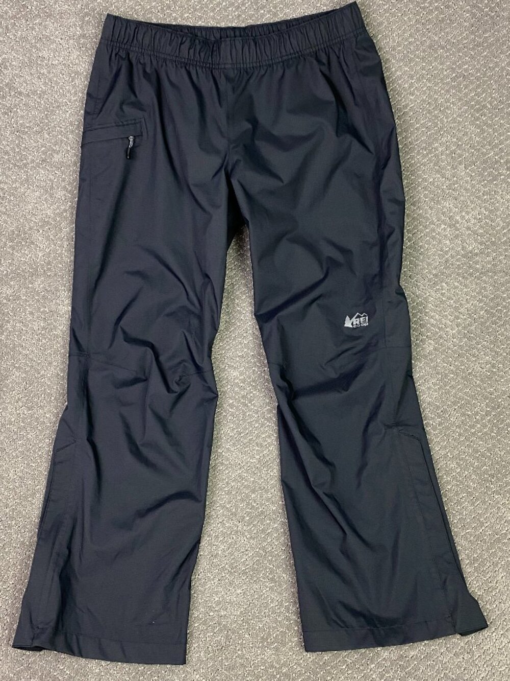 REI Co-op Rain Pants Womens Medium Petite Black Waterproof Ankle Zip Nylon MP